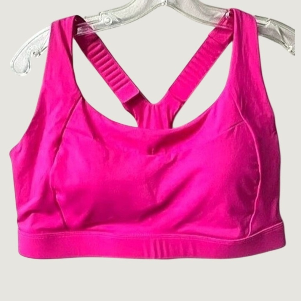 Running Girl Womens Sports Bra XXL Hot Pink Padded High Support Racerback